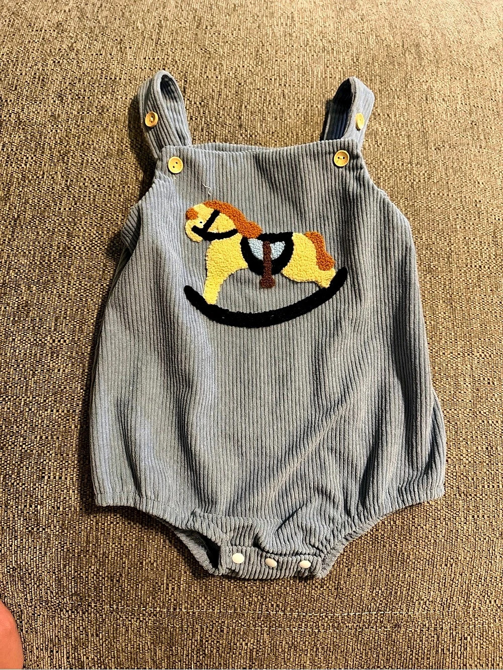Baby blue & Yellow Horse Romper overalls